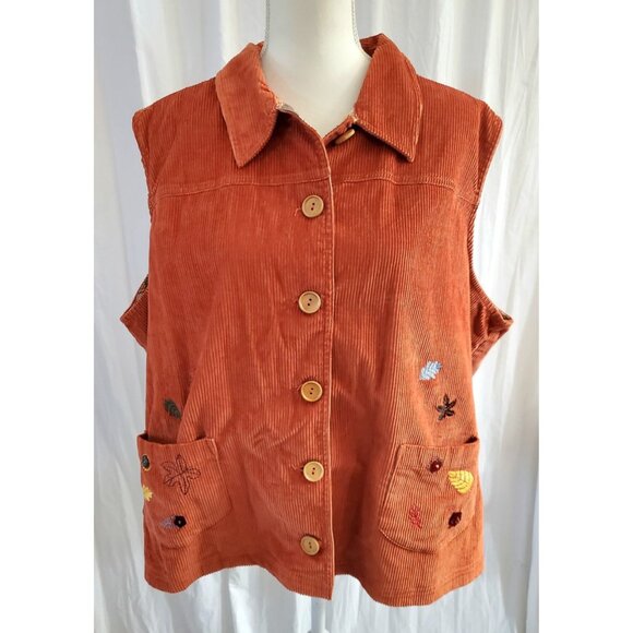 Baxter & Wells Jackets & Blazers - Baxter & Wells Corduroy Fall Vest Cottage Core Autumn Burnt Orange Size 2XL